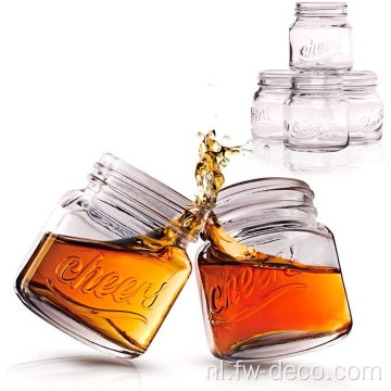 Aangepast logo Clear Glass Mason Jar Shot Glazen